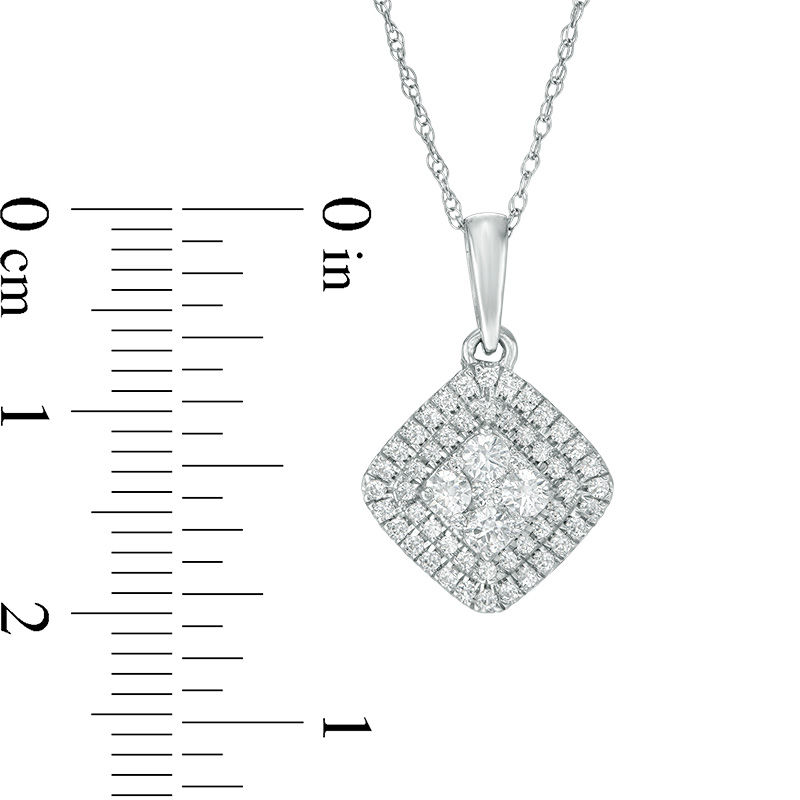 1/2 CT. T.W. Composite Diamond Tilted Square Frame Pendant in 10K White Gold