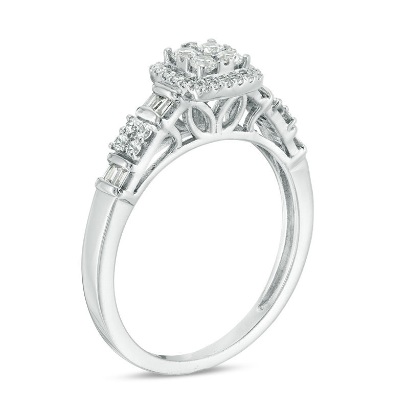 Main Image 2 of 3/8 CT. T.W. Multi-Diamond Square Frame Ring in 10K White Gold