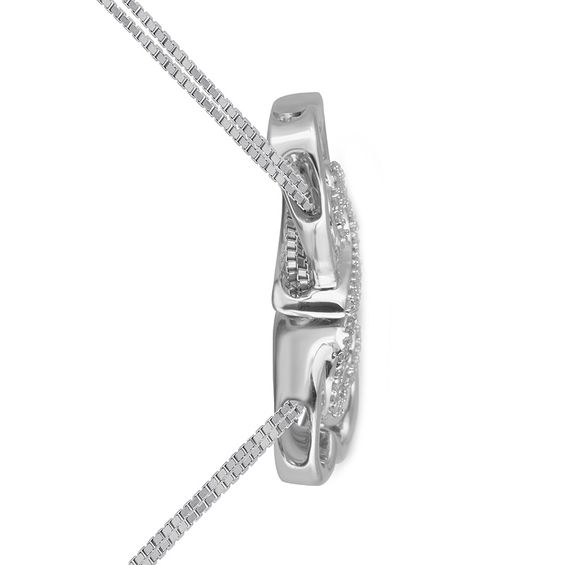 Open Hearts by Jane Seymour™ 1/15 CT. T.w. Diamond Bow Interlocking Pendant Set in Sterling Silver