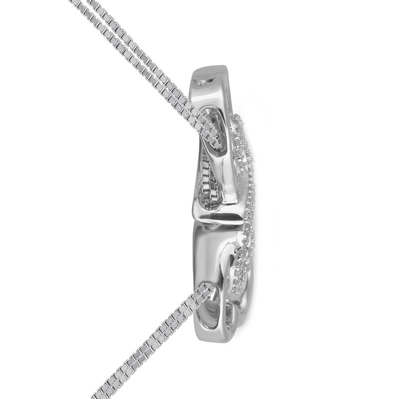 Main Image 2 of Open Hearts by Jane Seymour™ 1/15 CT. T.W. Diamond Bow Interlocking Pendant Set in Sterling Silver