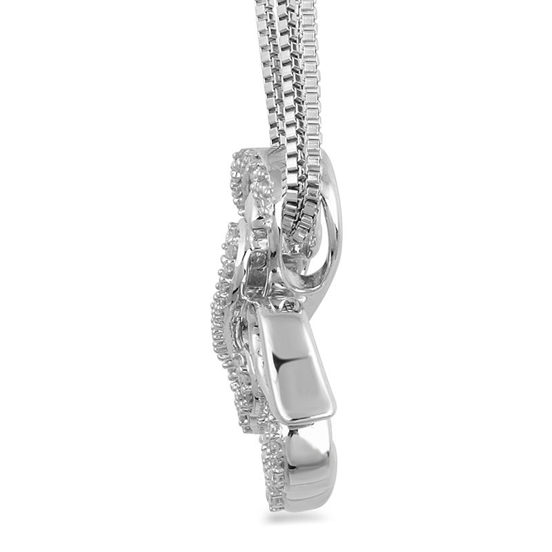 Main Image 2 of Open Hearts by Jane Seymour™ 1/15 CT. T.W. Diamond Angel Wings and Halo Interlocking Pendant Set in Sterling Silver