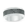 Thumbnail Image 0 of Men's 3/8 CT. T.W. Black Diamond Multi-Row Band in Stainless Steel - Size 10