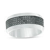 Thumbnail Image 1 of 3/8 CT. T.W. Black Diamond Multi-Row Band in Stainless Steel - Size 10
