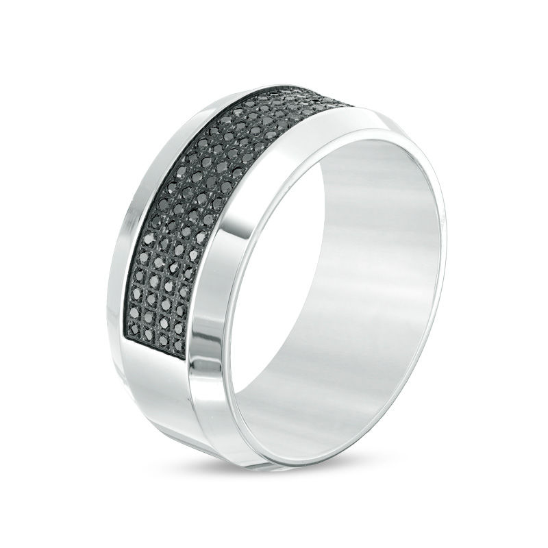 Main Image 2 of 3/8 CT. T.W. Black Diamond Multi-Row Band in Stainless Steel - Size 10