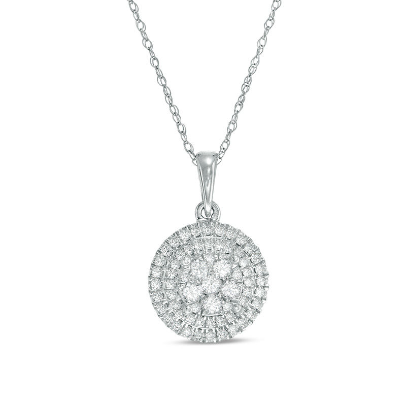 Main Image 1 of 1/2 CT. T.W. Composite Diamond Frame Pendant in 10K White Gold