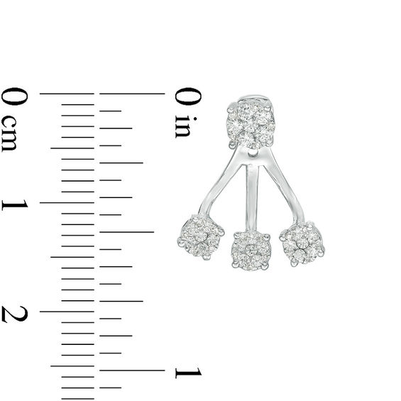 1/2 CT. T.w. Composite Diamond Fan Front/Back Earrings in 10K White Gold