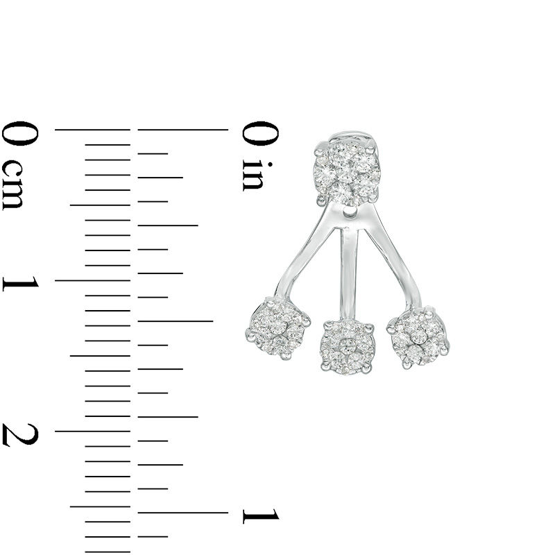 Main Image 3 of 1/2 CT. T.W. Composite Diamond Fan Front/Back Earrings in 10K White Gold