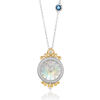 Thumbnail Image 1 of Enchanted Disney Cinderella Couture 1/5 CT. T.W. Diamond and Mother-of-Pearl Clock Pendant in 14K Two-Tone Gold - 19"