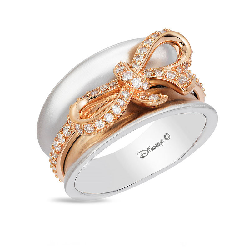 Main Image 1 of Enchanted Disney Snow White Couture 3/4 CT. T.W. Diamond Bow Ring in 14K Two-Tone Gold