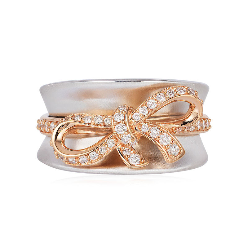 Main Image 2 of Enchanted Disney Snow White Couture 3/4 CT. T.W. Diamond Bow Ring in 14K Two-Tone Gold