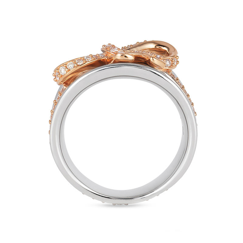 Main Image 3 of Enchanted Disney Snow White Couture 3/4 CT. T.W. Diamond Bow Ring in 14K Two-Tone Gold