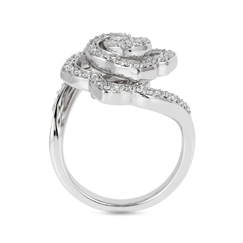 Main Image 2 of Enchanted Disney Belle Couture  5/8 CT. T.W. Diamond Rose Swirl Ring in 14K Rose Gold
