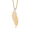 Thumbnail Image 1 of Enchanted Disney Pocahontas 1/10 CT. T.W. Diamond Feather Pendant in 10K Gold - 19"