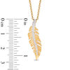 Thumbnail Image 3 of Enchanted Disney Pocahontas 1/10 CT. T.W. Diamond Feather Pendant in 10K Gold - 19"