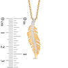 Thumbnail Image 2 of Enchanted Disney Pocahontas 1/10 CT. T.W. Diamond Feather Pendant in 10K Gold - 19"