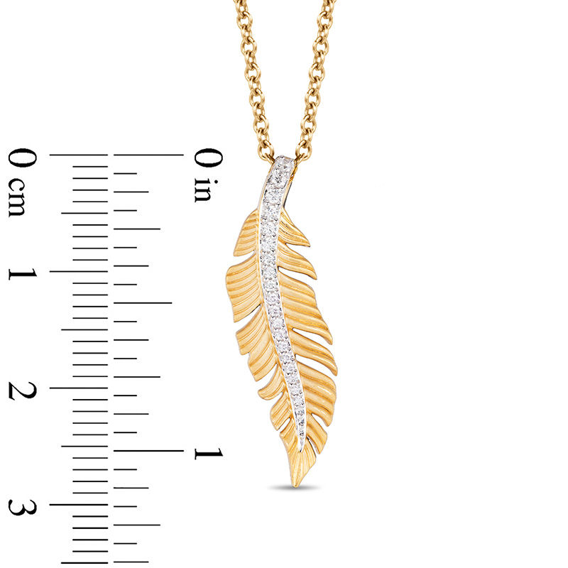 Enchanted Disney Pocahontas 1/10 CT. T.W. Diamond Feather Pendant in 10K Gold - 19"