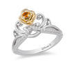 Thumbnail Image 0 of Enchanted Disney Belle Citrine and 1/10 CT. T.W. Diamond Rose Tiara Ring in Sterling Silver and 10K Gold
