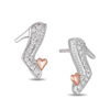Thumbnail Image 1 of Enchanted Disney Cinderella 1/10 CT. T.W. Diamond Slipper Stud Earrings in Sterling Silver and 10K Rose Gold