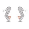 Thumbnail Image 1 of Enchanted Disney Cinderella 1/10 CT. T.W. Diamond Slipper Stud Earrings in Sterling Silver and 10K Rose Gold