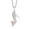 Thumbnail Image 0 of Enchanted Disney Cinderella 1/10 CT. T.W. Diamond Slipper Pendant in Sterling Silver and 10K Rose Gold - 19"