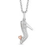 Thumbnail Image 1 of Enchanted Disney Cinderella 1/10 CT. T.W. Diamond Slipper Pendant in Sterling Silver and 10K Rose Gold - 19"