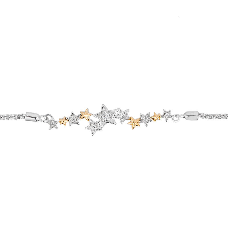 Enchanted Disney Tinker Bell 1/10 CT. T.W. Diamond Star Bolo Bracelet in Sterling Silver and 10K Gold - 9.5"