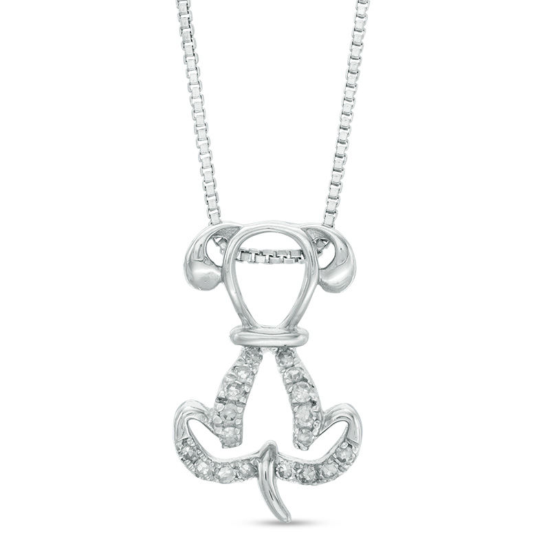 Main Image 1 of 1/10 CT. T.W. Diamond Dog Pendant in Sterling Silver