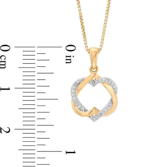 1/20 CT. T.w. Diamond Inverted Interlocking Hearts Pendant in Sterling Silver with 18K Gold Plate