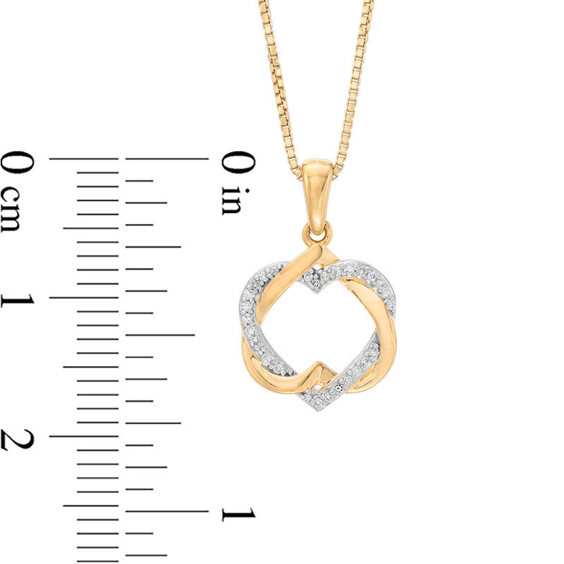 1/20 CT. T.W. Diamond Inverted Interlocking Hearts Pendant in Sterling Silver with 18K Gold Plate