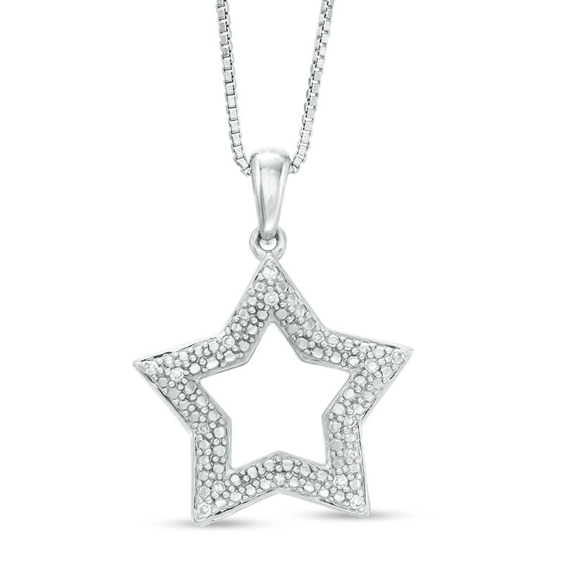 1/20 CT. T.W. Diamond Open Star Pendant in Sterling Silver