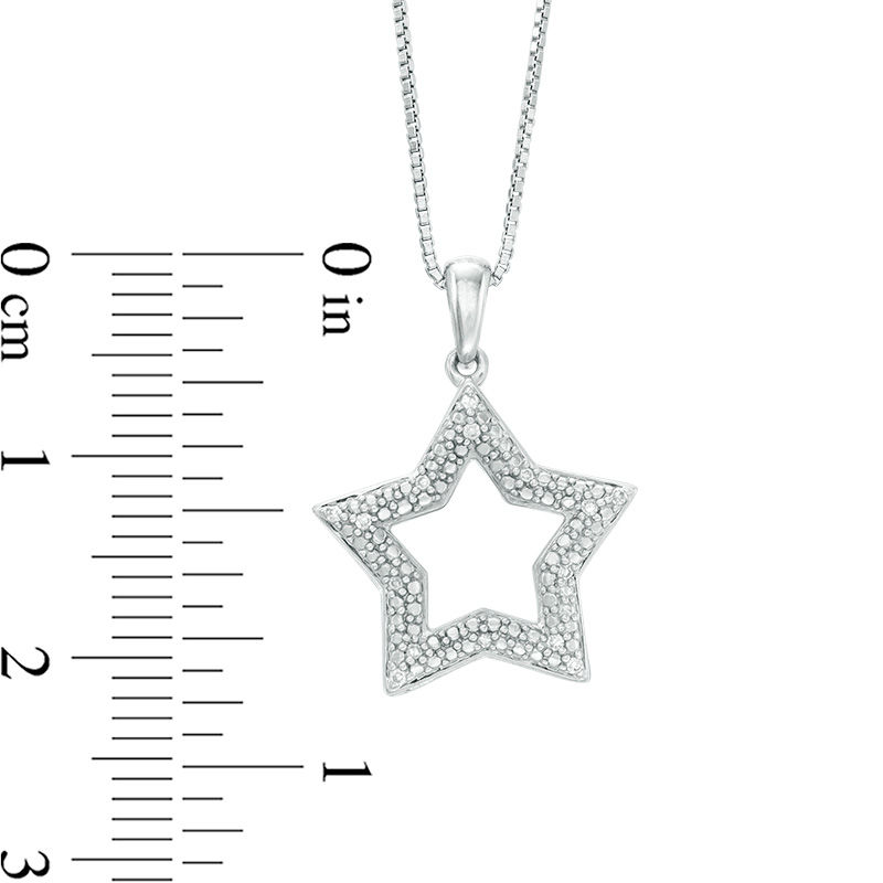 1/20 CT. T.W. Diamond Open Star Pendant in Sterling Silver