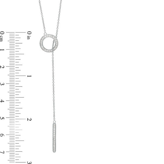 1/4 CT. T.w. Diamond Circle and Vertical Bar "Y" Necklace in Sterling Silver
