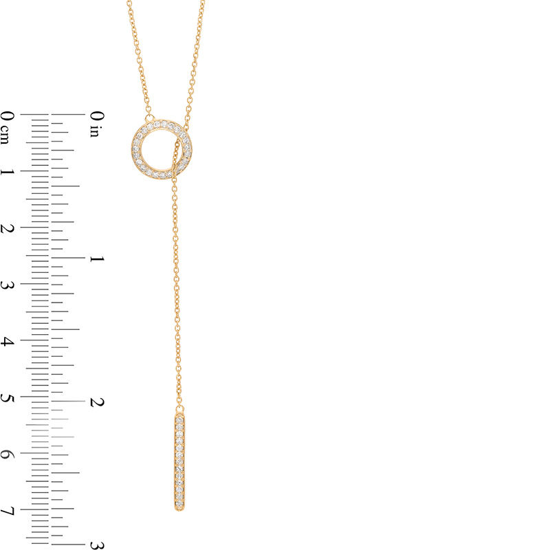 1/4 CT. T.W. Diamond Circle and Vertical Bar "Y" Necklace in Sterling Silver with 18K Gold Plate