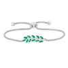 Thumbnail Image 1 of Marquise Lab-Created Emerald Vine Bolo Bracelet in Sterling Silver - 8.5"