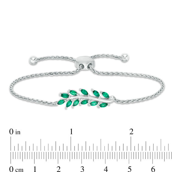 Marquise Lab-Created Emerald Vine Bolo Bracelet in Sterling Silver - 8.5"