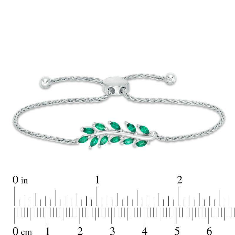 Main Image 2 of Marquise Lab-Created Emerald Vine Bolo Bracelet in Sterling Silver - 8.5"