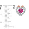 Thumbnail Image 2 of 5.0mm Lab-Created Ruby and White Sapphire Heart with Bow Stud Earrings in Sterling Silver and 14K Rose Gold Plate