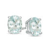 Thumbnail Image 0 of Oval Blue Topaz Solitaire Stud Earrings in Sterling Silver