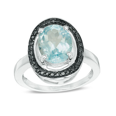Sterling Silver Blue Topaz Gemstone on Concave Ring Size 8 