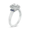 Thumbnail Image 2 of Vera Wang Love Collection 5/8 CT. T.W. Oval Diamond and Blue Sapphire Double Frame Engagement Ring in 14K White Gold
