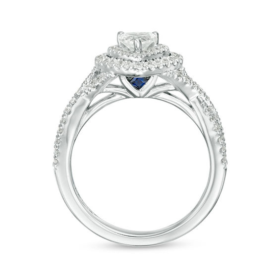 Vera Wang Love Collection 3/4 CT. T.w. Heart-Shaped Diamond Double Frame Twist Engagement Ring in 14K White Gold