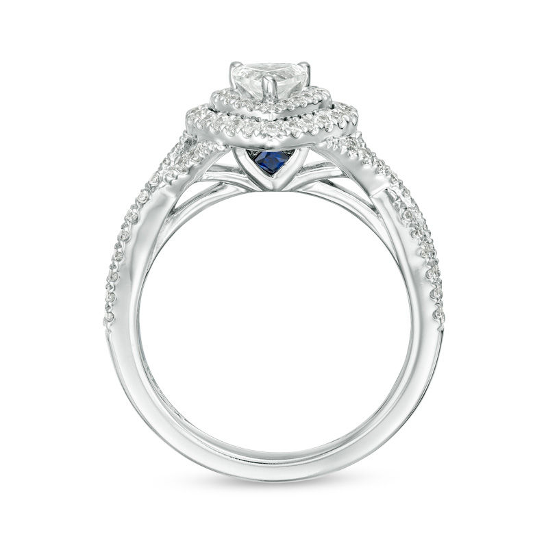 Vera Wang Love Collection 3/4 CT. T.W. Heart-Shaped Diamond Double Frame Twist Engagement Ring in 14K White Gold