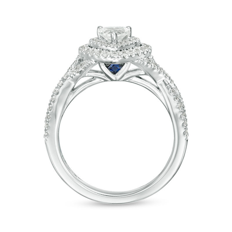 Main Image 3 of Vera Wang Love Collection 3/4 CT. T.W. Heart-Shaped Diamond Double Frame Twist Engagement Ring in 14K White Gold