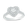 Thumbnail Image 1 of Vera Wang Love Collection 1 CT. T.W. Heart-Shaped Diamond Double Frame Engagement Ring in 14K White Gold