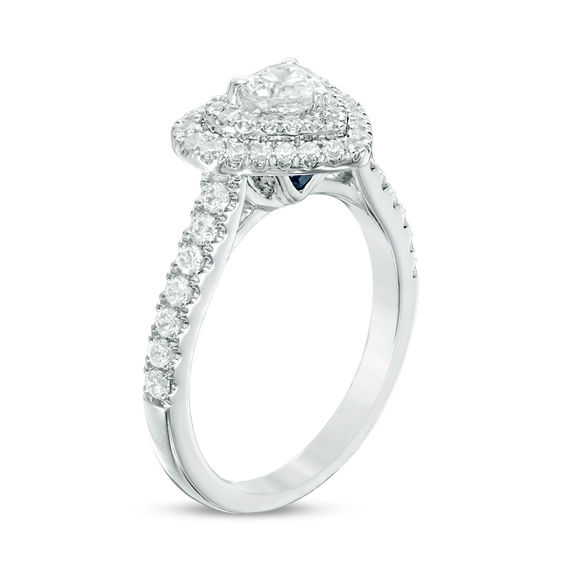 Vera Wang Love Collection 1 CT. T.w. Heart-Shaped Diamond Double Frame Engagement Ring 14K White Gold