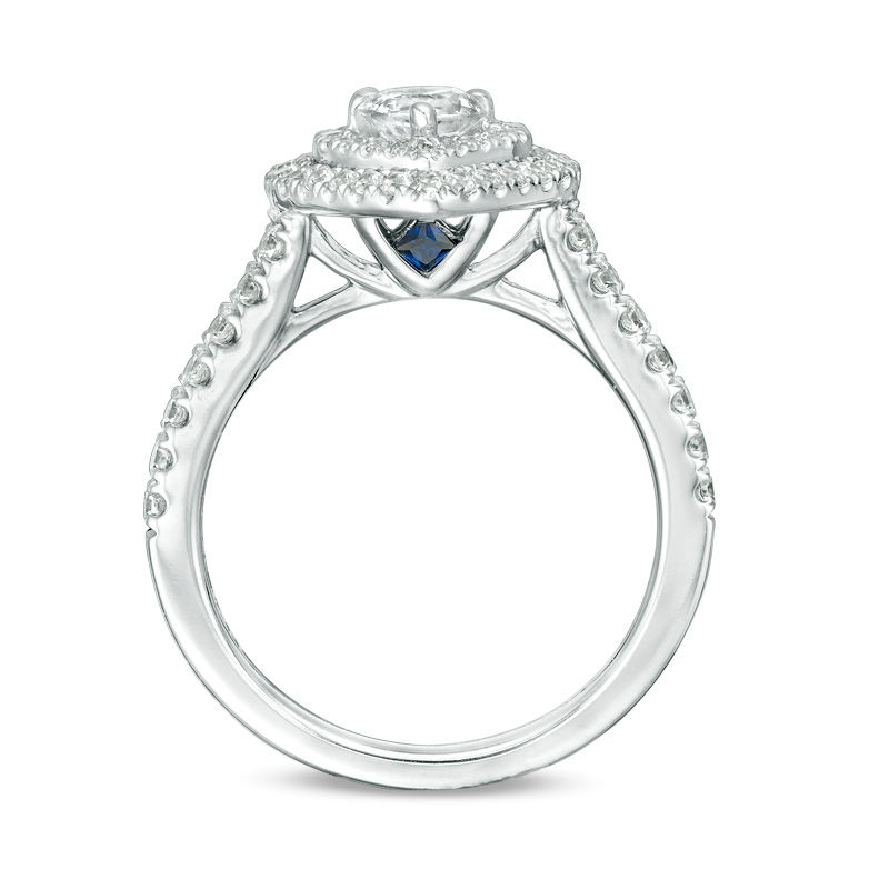 Main Image 3 of Vera Wang Love Collection 1 CT. T.W. Heart-Shaped Diamond Double Frame Engagement Ring in 14K White Gold