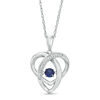 Thumbnail Image 0 of 4.0mm Lab-Created Blue Sapphire and 0.04 CT. T.W. Diamond Abstract Heart Pendant in Sterling Silver