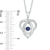 Thumbnail Image 1 of 4.0mm Lab-Created Blue Sapphire and 0.04 CT. T.W. Diamond Abstract Heart Pendant in Sterling Silver