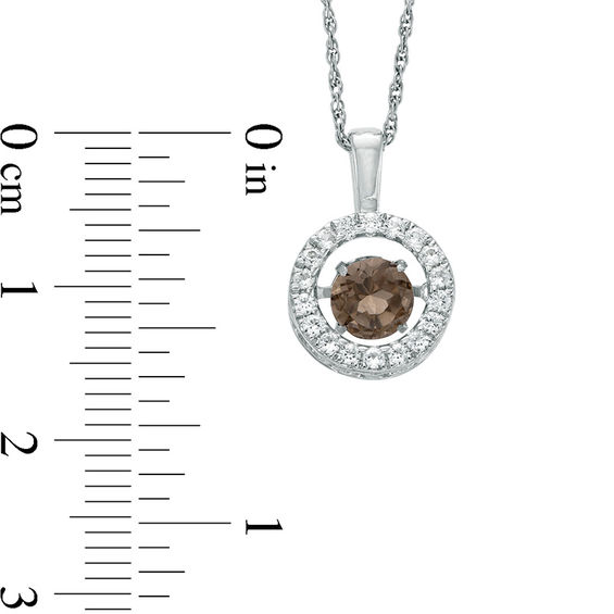 5.5mm Smoky Quartz and Lab-Created White Sapphire Circle Pendant in Sterling Silver