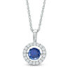 Thumbnail Image 1 of 5.5mm Lab-Created Blue and White Sapphire Circle Pendant in Sterling Silver
